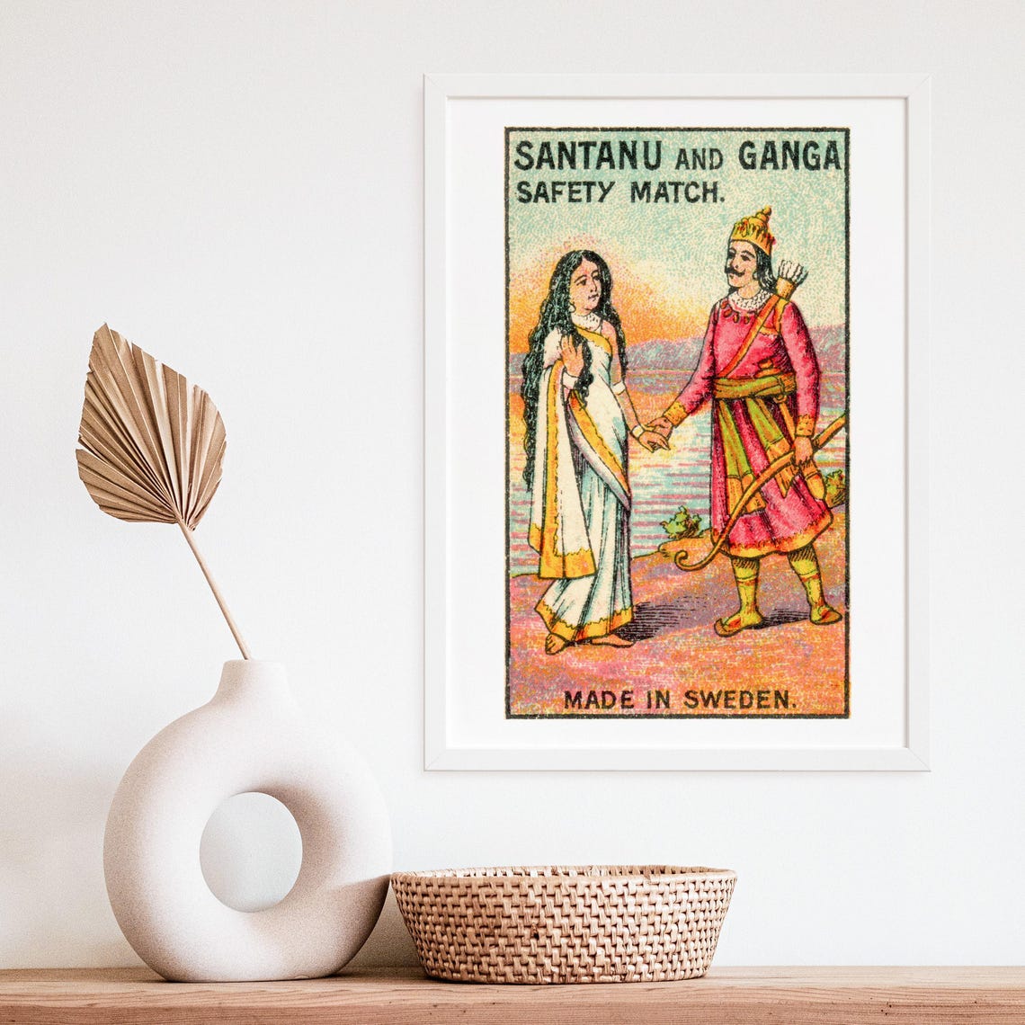 Santanu and Ganga Indian Couple Vintage Swedish Match Label Poster - Image 4