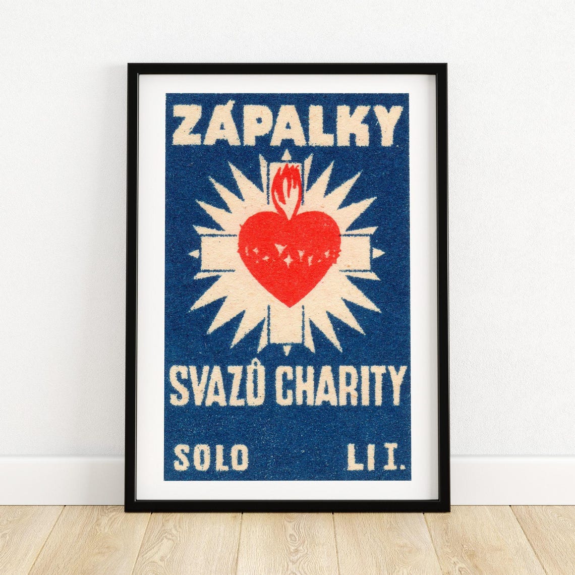 Sacred Heart Cross Vintage Czech Charity Matchbox Label Poster