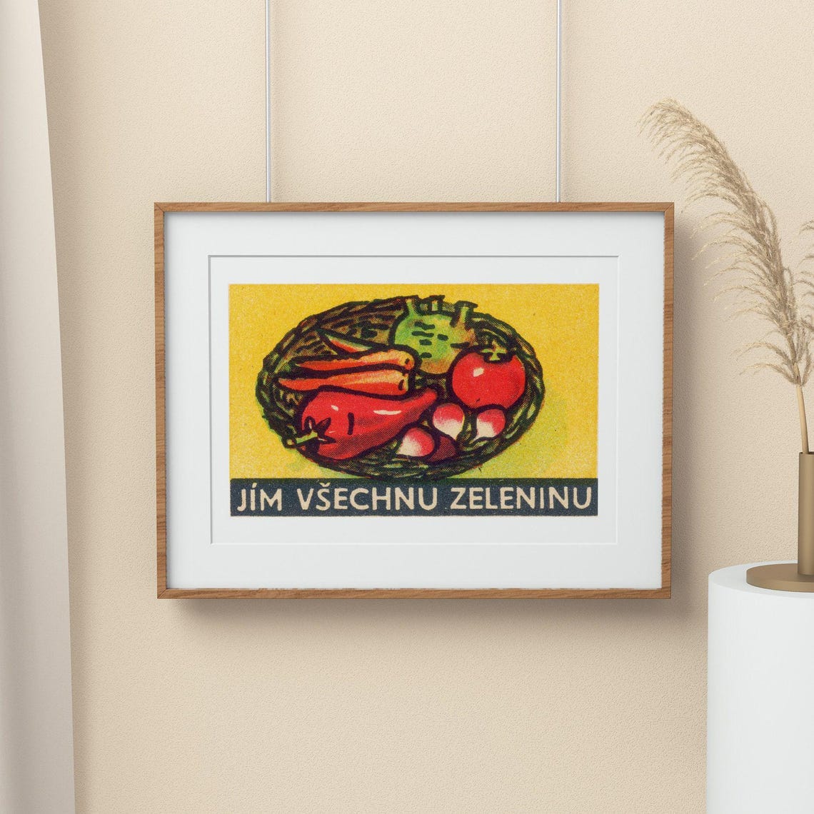 I Eat All Vegetables Vintage Czech Matchbox Label Art Poster - Image 2