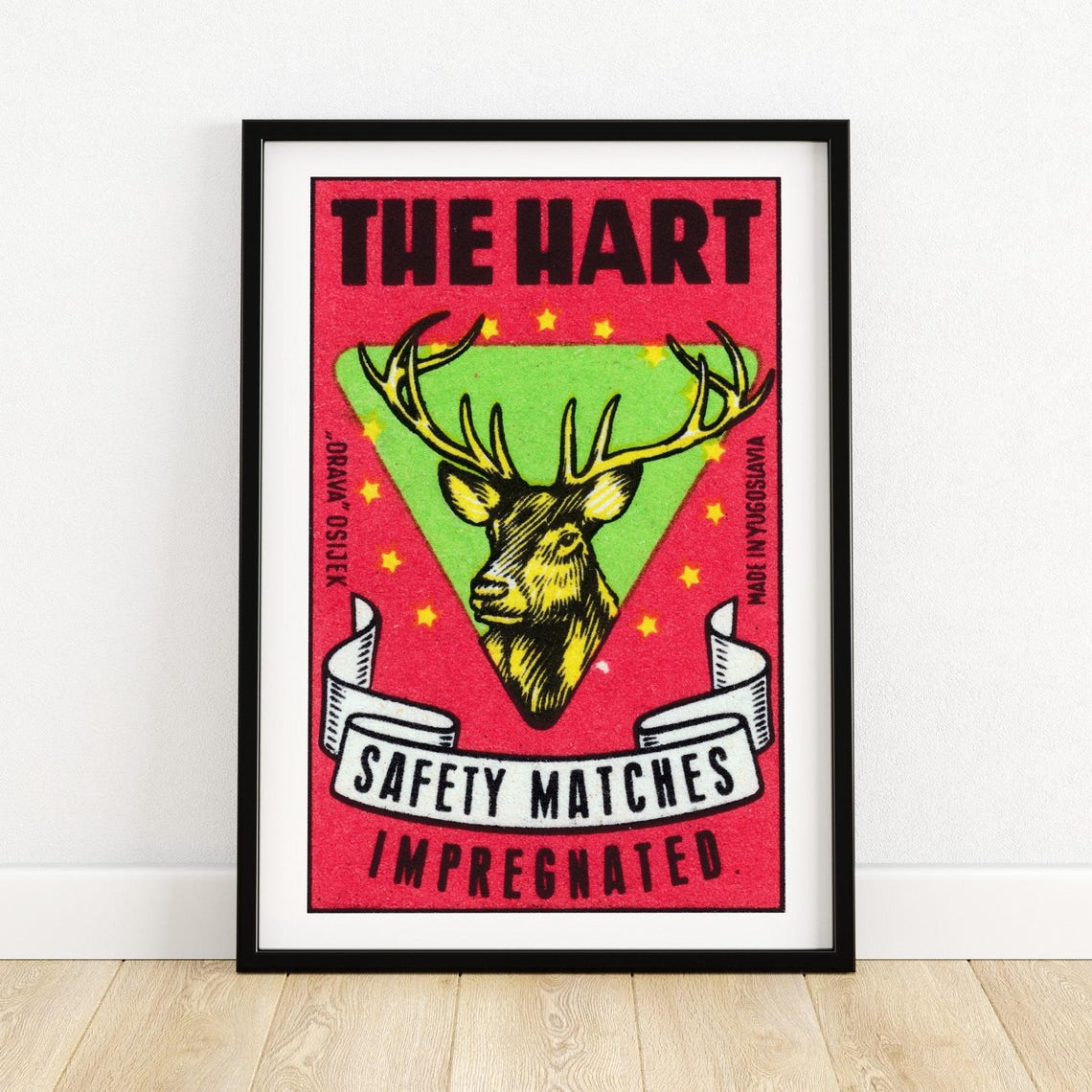 The Hart Stag Safety Matches Vintage Yugoslavian Label Art Poster