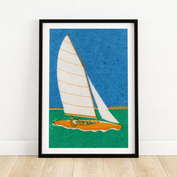 Sailboat Matchbox Vintage Eastern Europe Poster Print