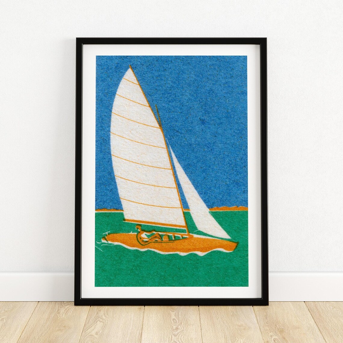 Sailboat Matchbox Vintage Eastern Europe Poster Print
