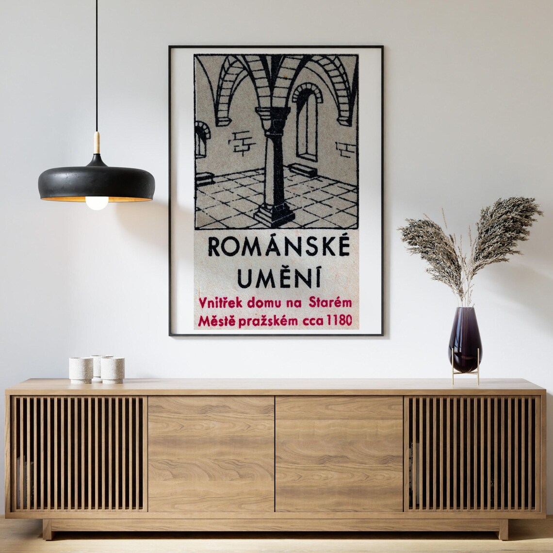 Romanesque Art Prague 1180 Interior Czech Architecture Line Art Poster - Image 4