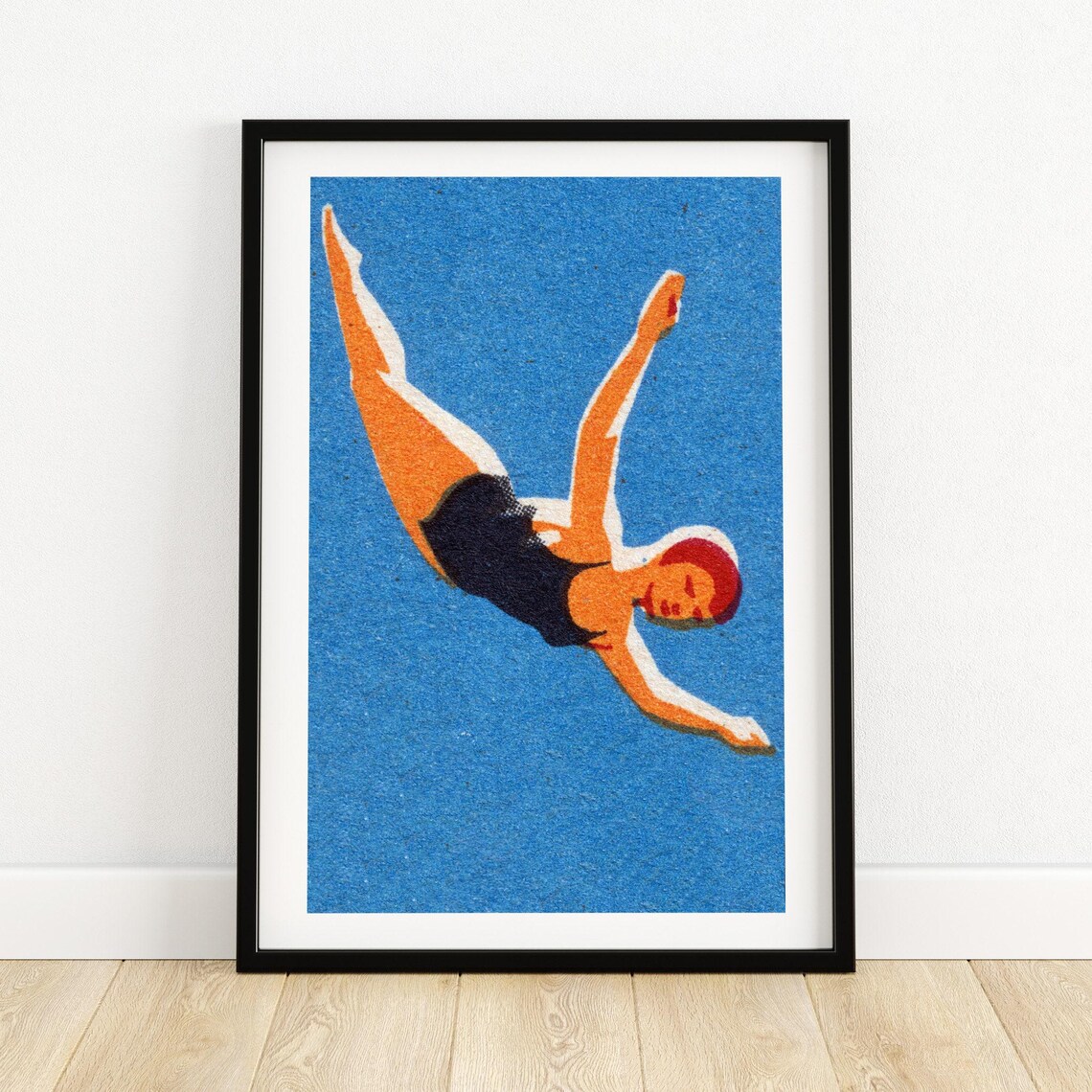 The Diving Woman Vintage Eastern Europe Art Print