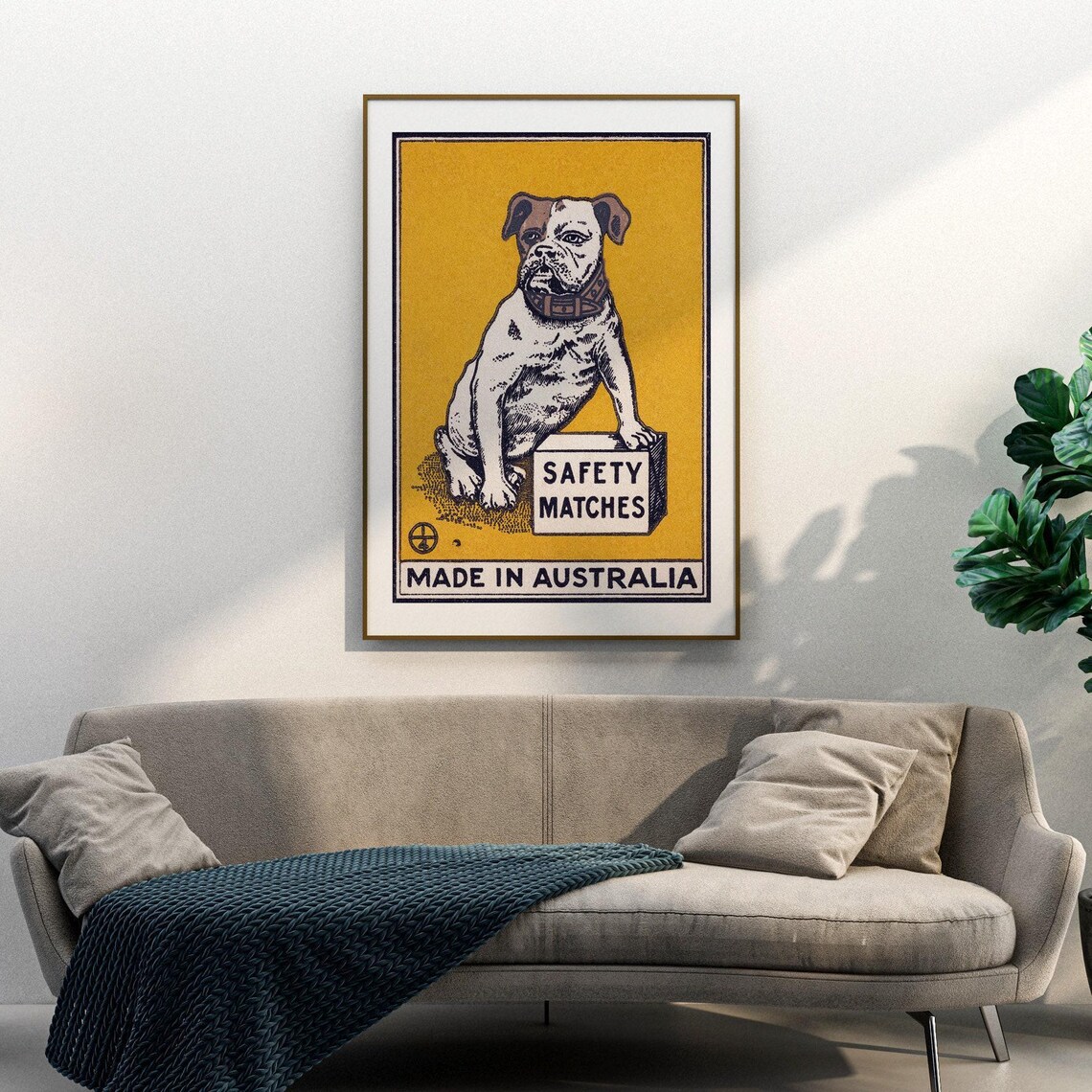 Bulldog Standing on Safety Matches Box Vintage Australia Poster - Image 3