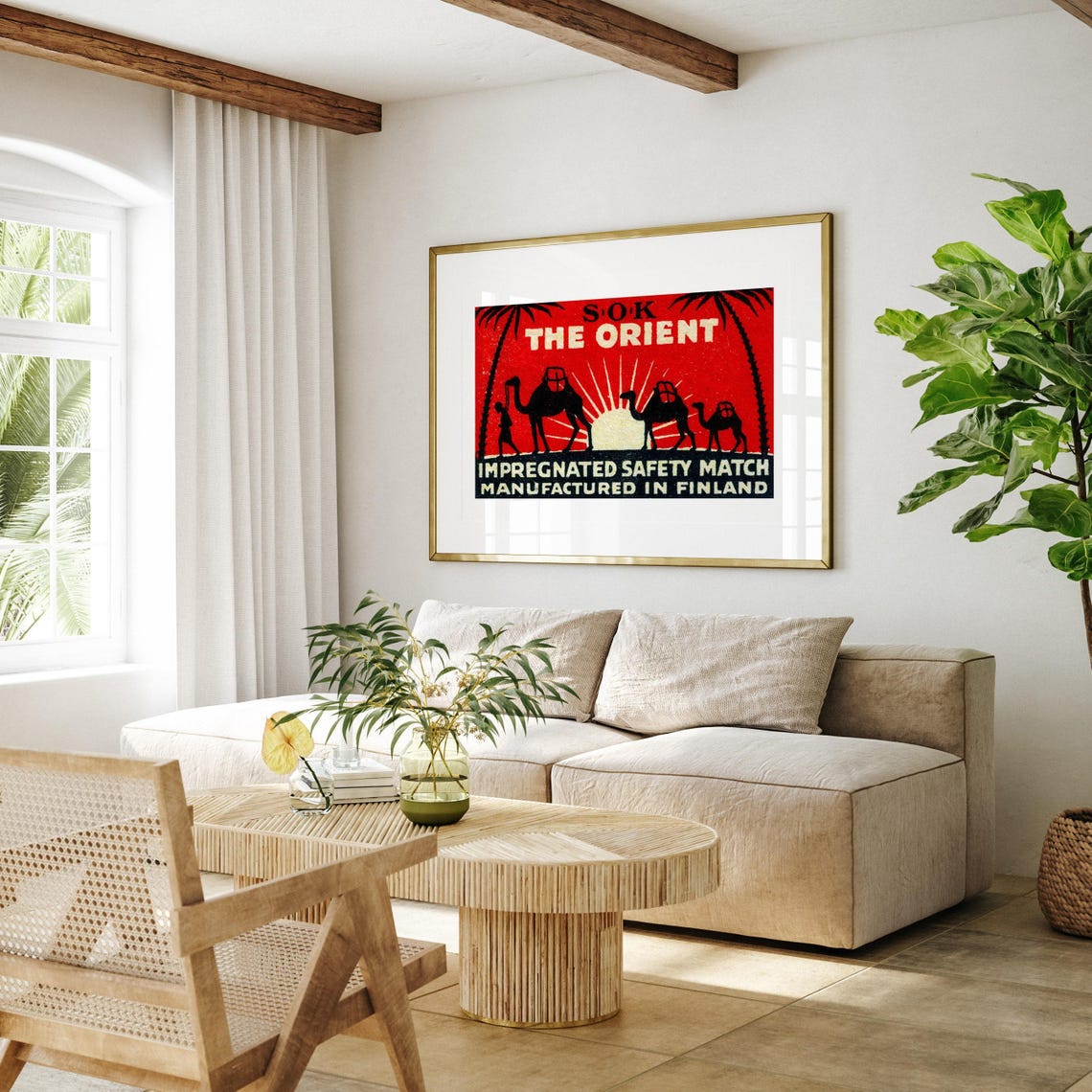 Camel Caravan Sunset The Orient Vintage Finland Match Label Poster - Image 4