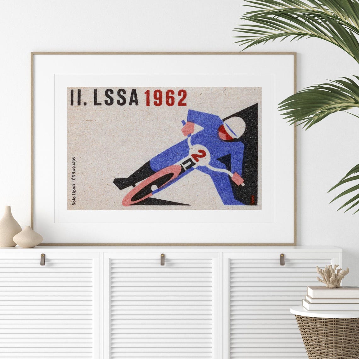 II LSSA 1962 Speedway Motorcycle Racer Vintage Czech Matchbox Poster - Image 2