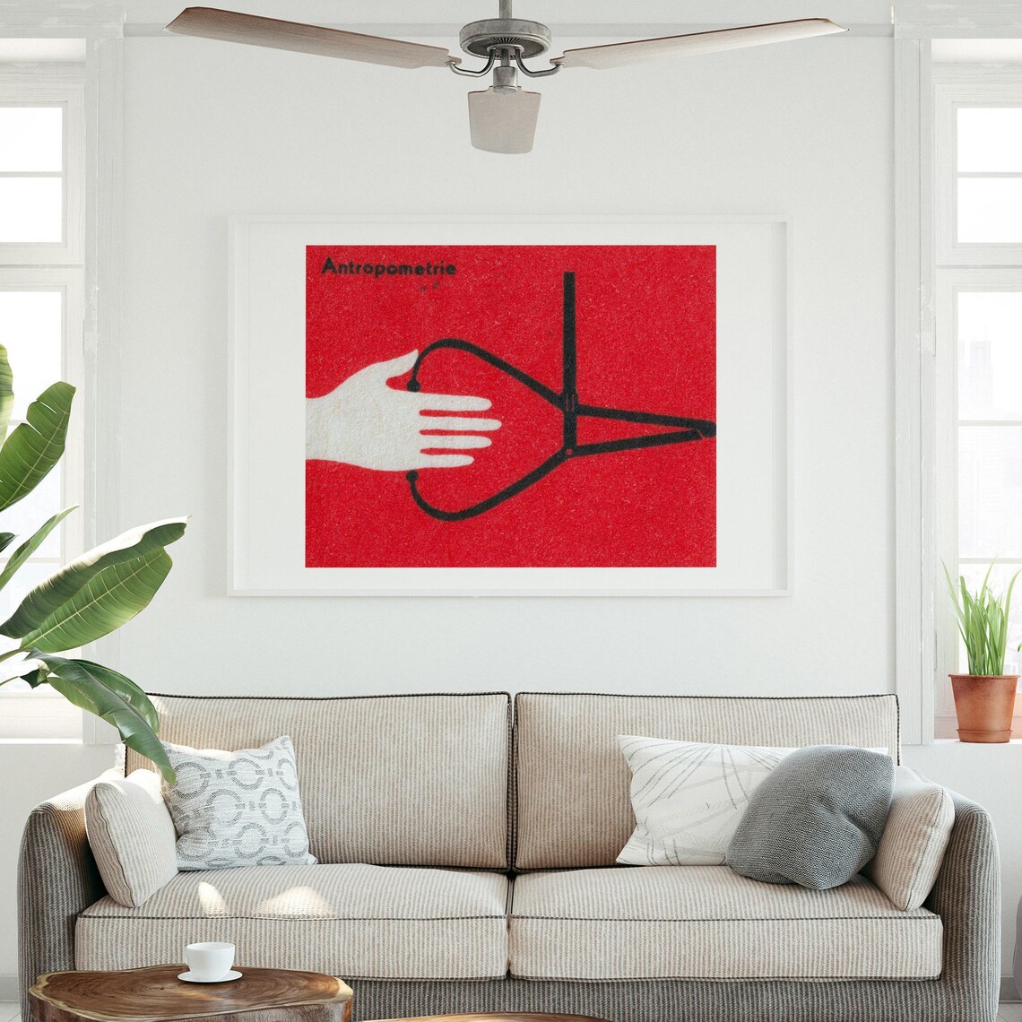 Antropometrie Hand Measurement Red Retro Medical Label Art Poster - Image 4