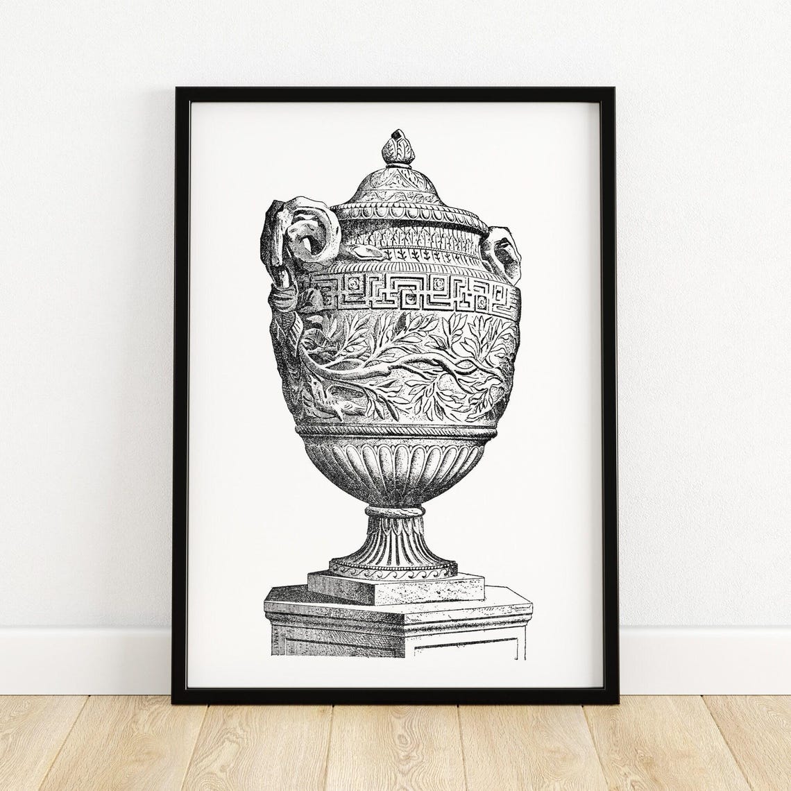 Ancient Roman Marble Urn Engraving Architectural Illustration Poster