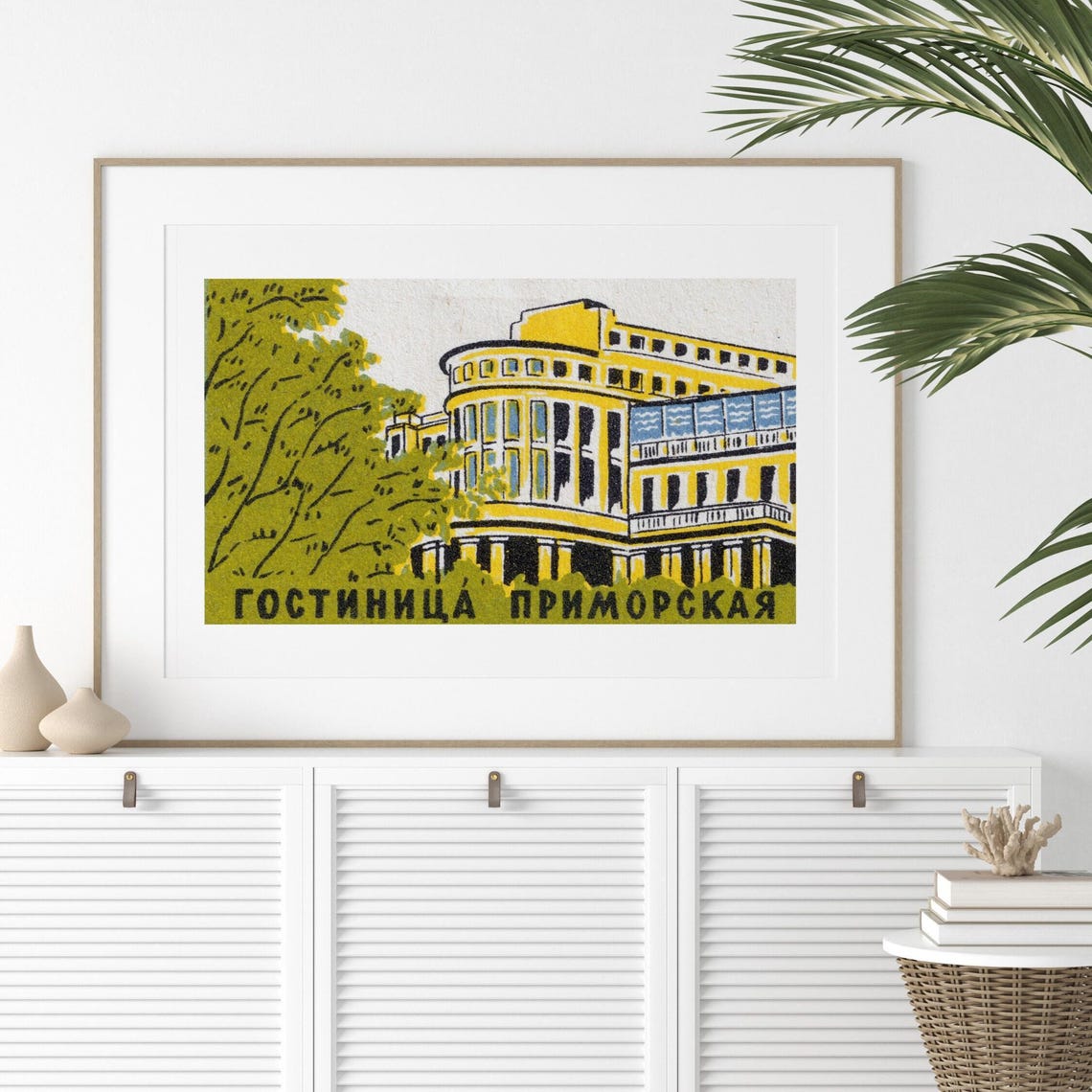 Primorskaya Hotel Yellow Facade Vintage Soviet Matchbox Label Poster - Image 2