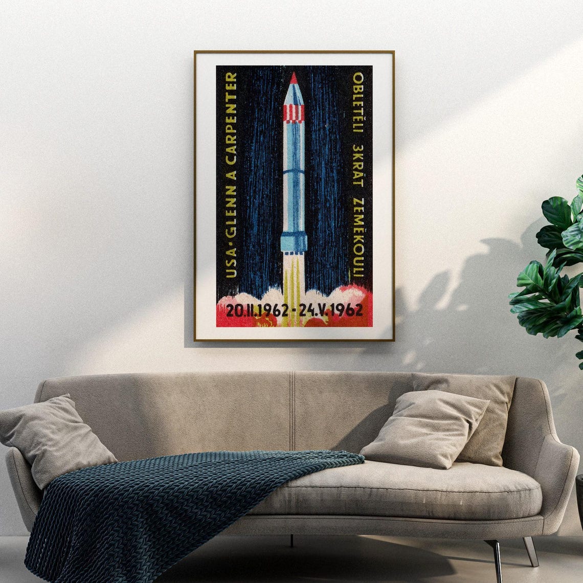 John Glenn Scott Carpenter 1962 Mercury Rocket Space Flight Poster - Image 3