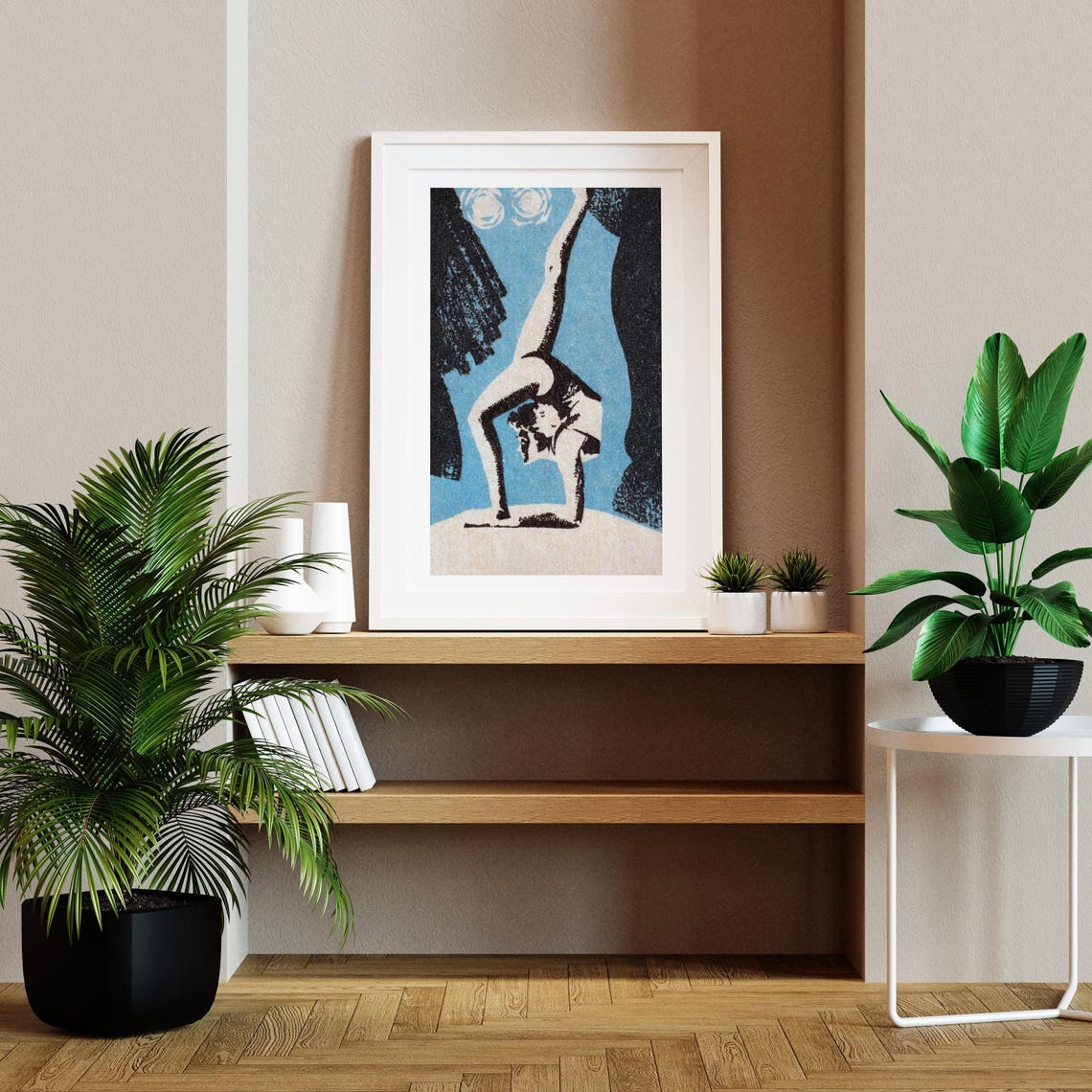 Contortionist Acrobat Backbend Vintage Blue Matchbox Art Poster - Image 2
