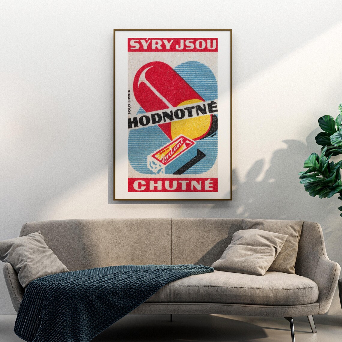 Cheese Heart Czech Vintage Matchbox Advertising Label Art Poster - Image 3