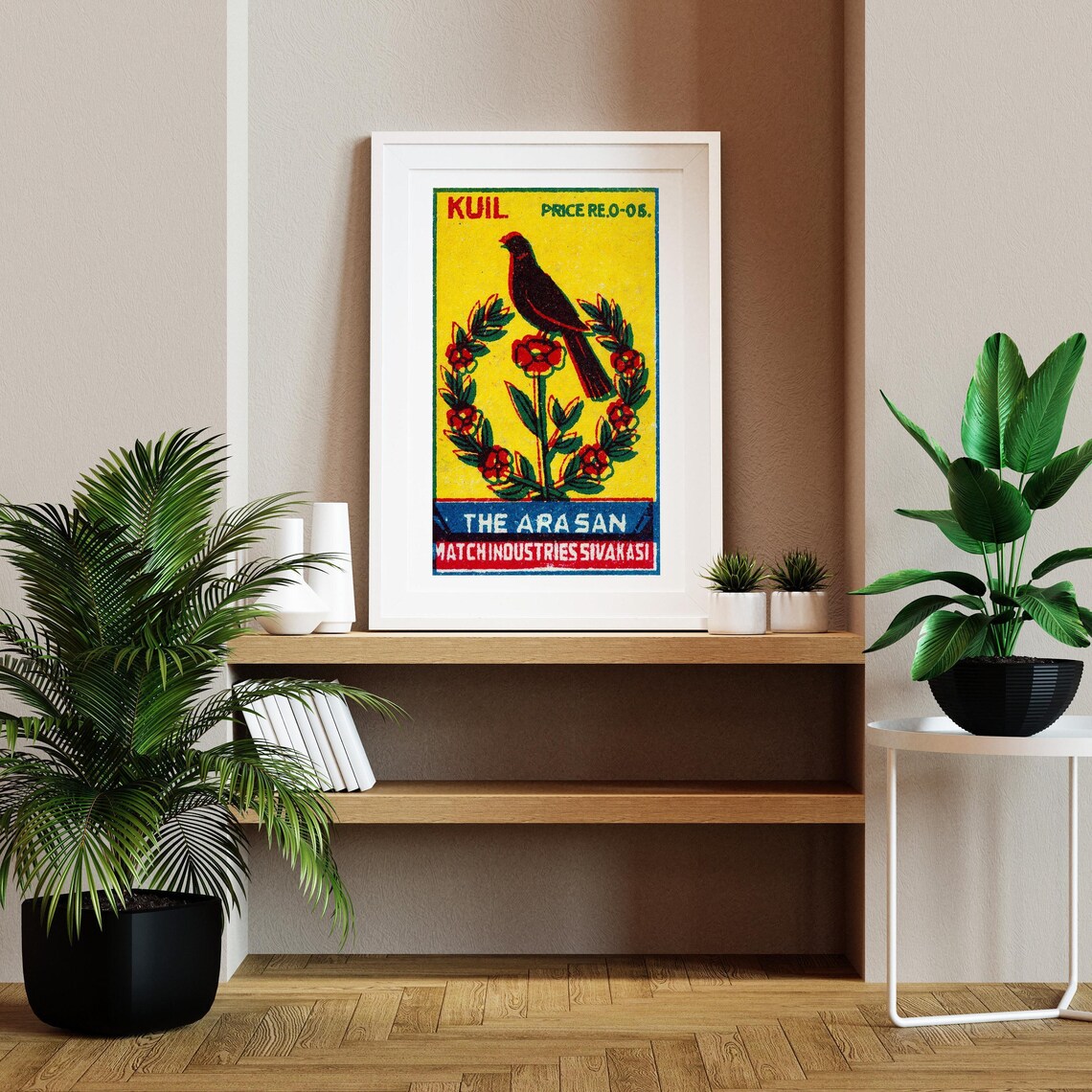 Kuil Songbird Floral Vintage Indian Matchbox Label Art Poster - Image 2