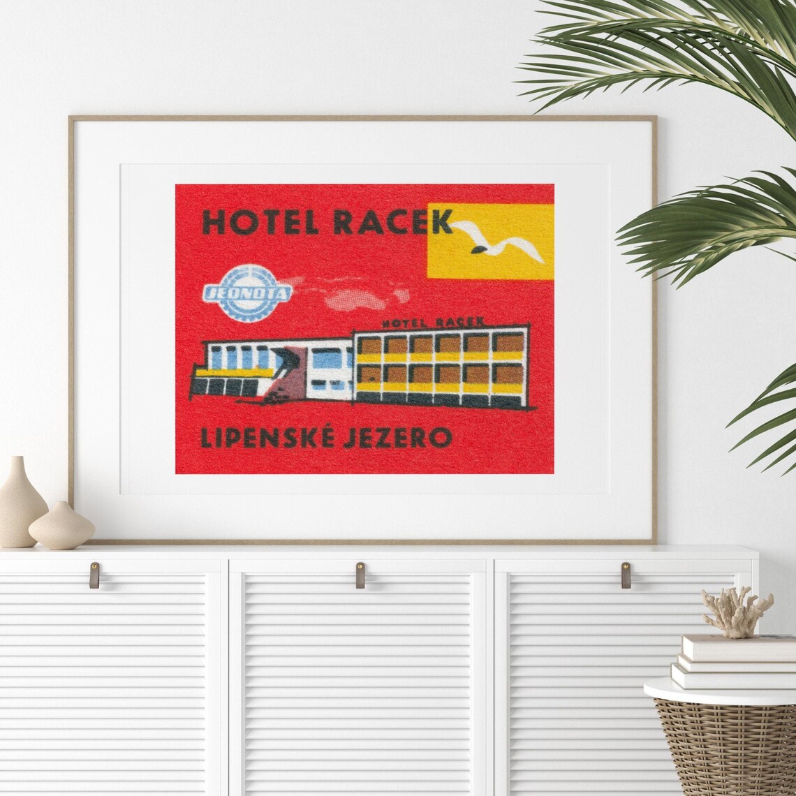 Hotel Racek Lipno Lake Czech Seagull Sunset Vintage Label Art Print - Image 2