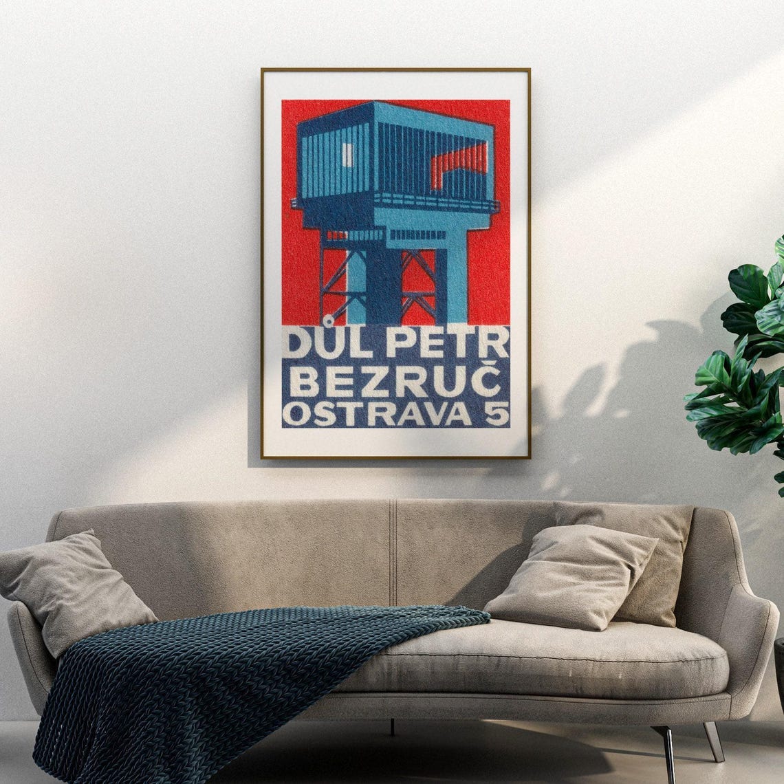Dul Petr Bezruc Coal Mine Vintage Czech Matchbox Label Poster - Image 3