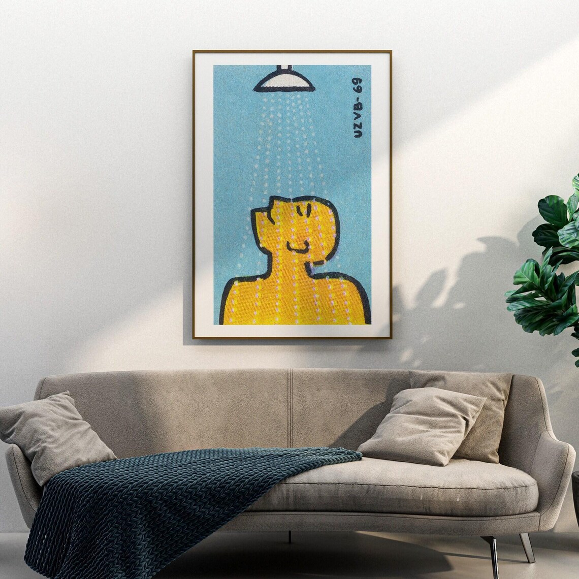 Man Under Shower Czech Vintage Matchbox Poster - Image 3