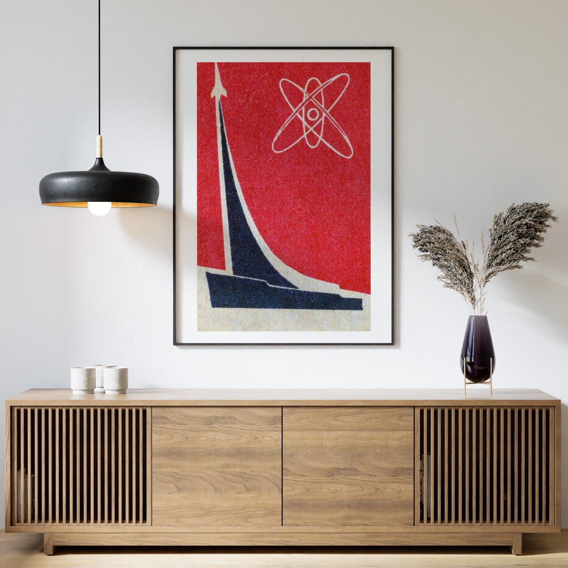 Atomic Energy Rocket Launch Red Atom Symbol Space Vintage Poster - Image 4