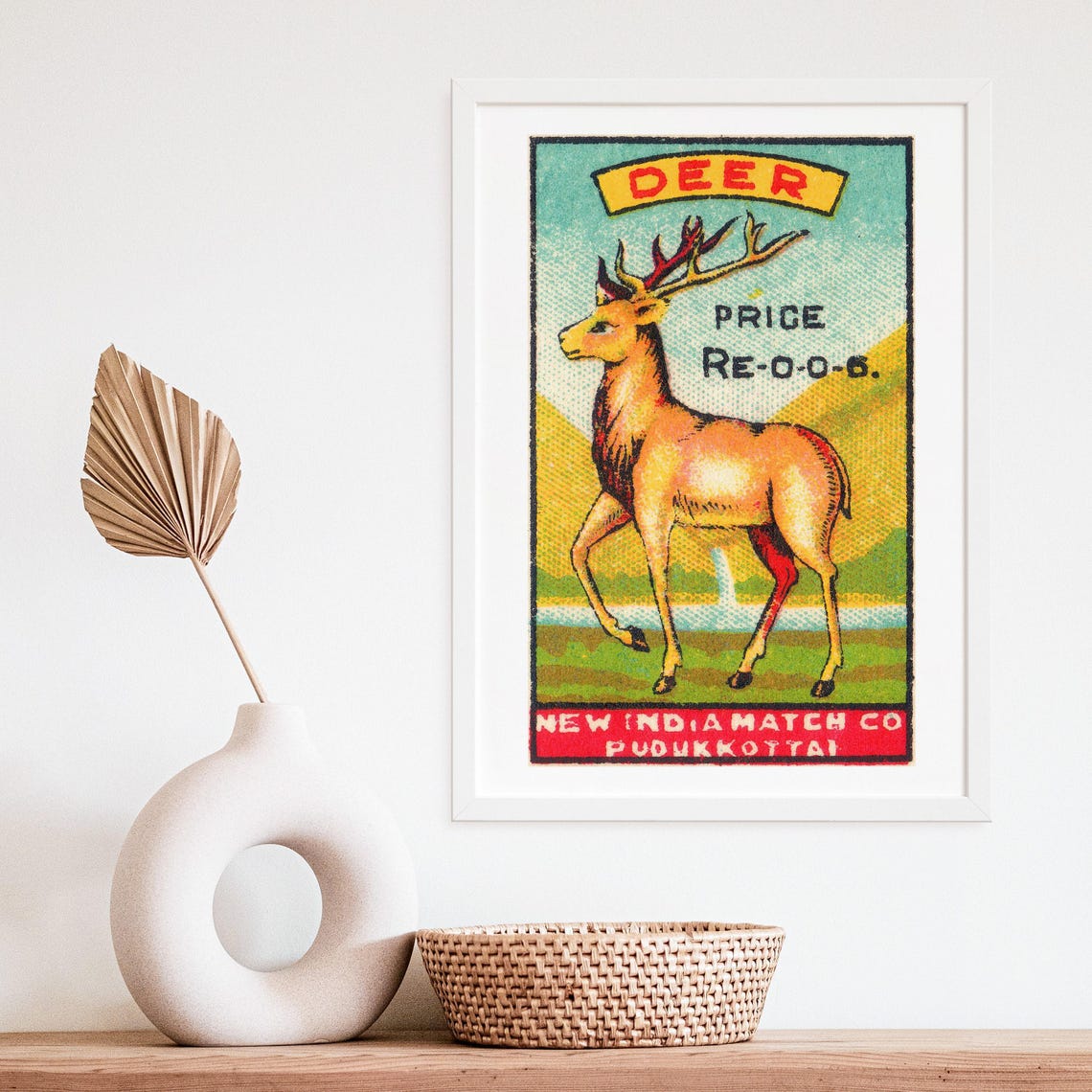 Deer Stag New India Match Co Pudukkottai Vintage Indian Poster - Image 4