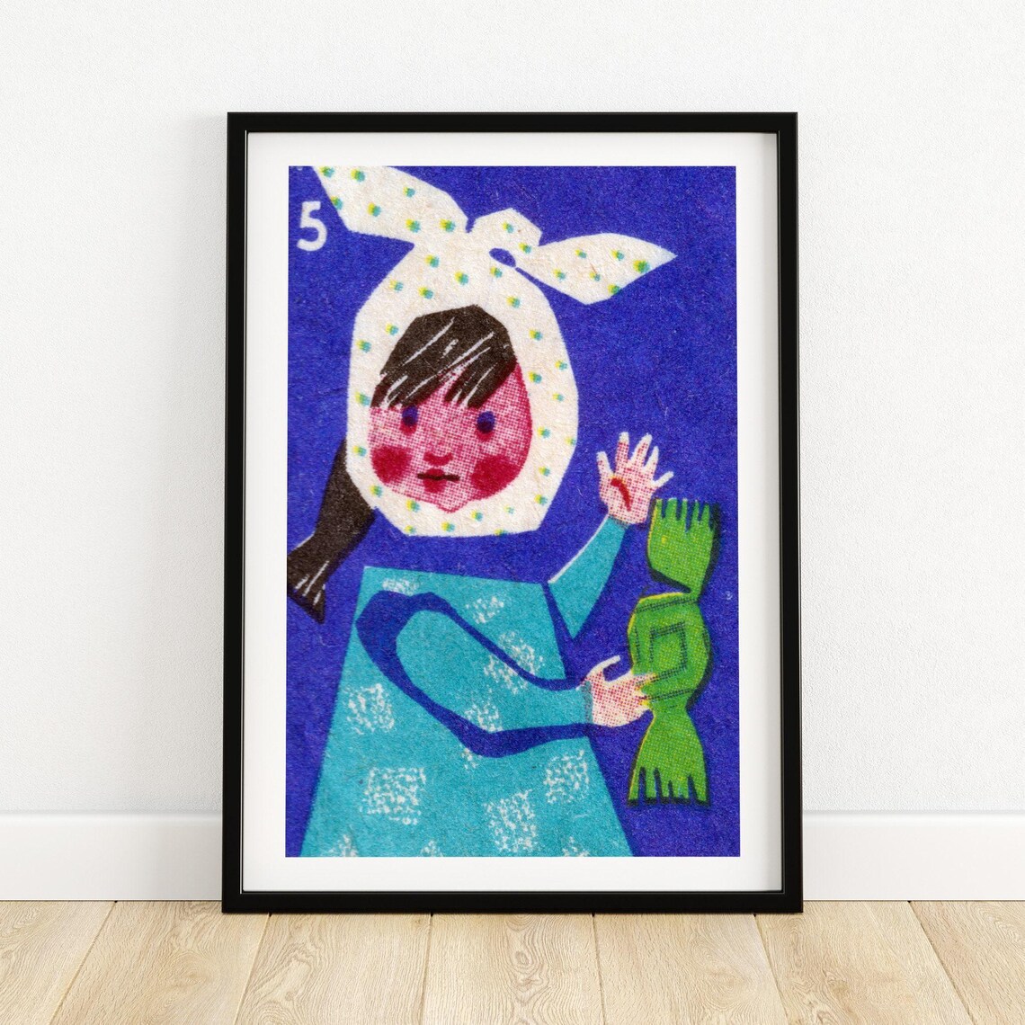 Girl With Candy Matchbox Vintage Eastern Europe Art Print