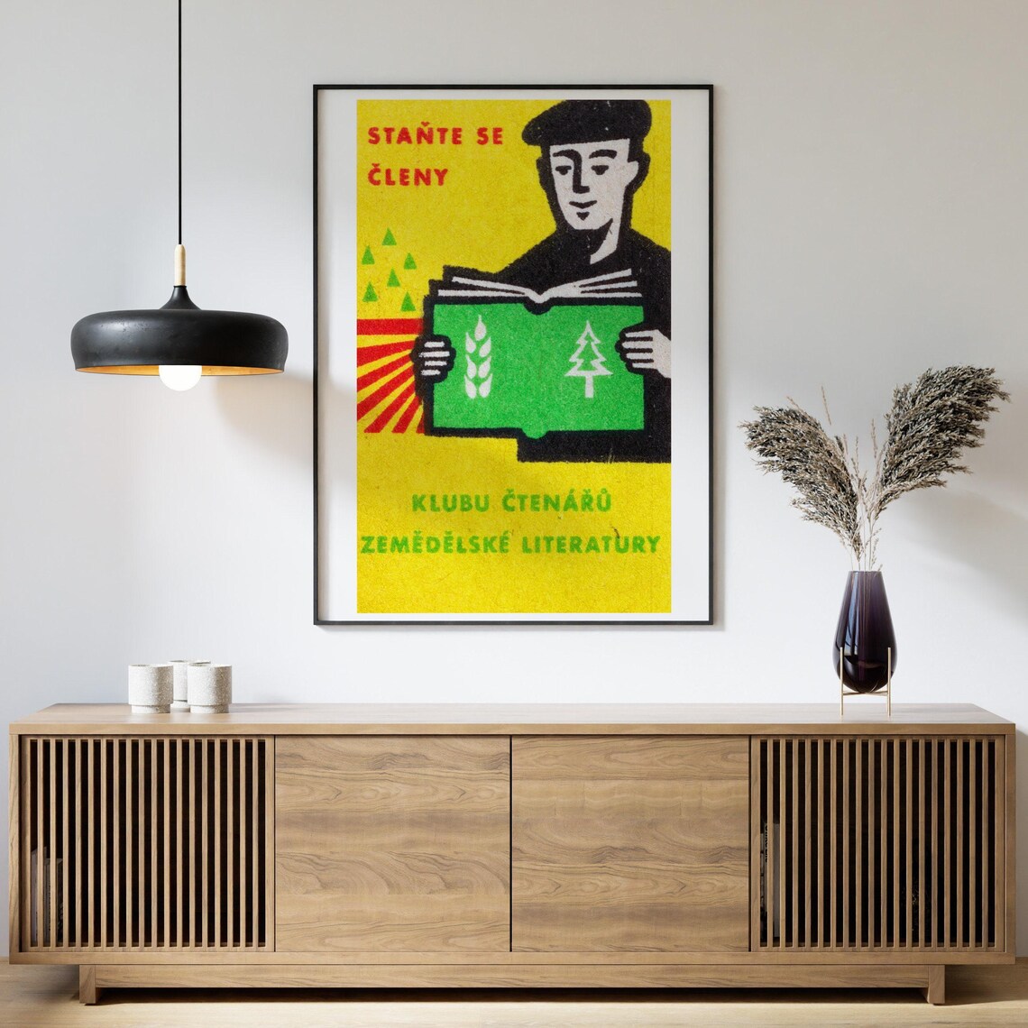 Man Reading Book Matchbox Print, Vintage Czech Art - Image 4