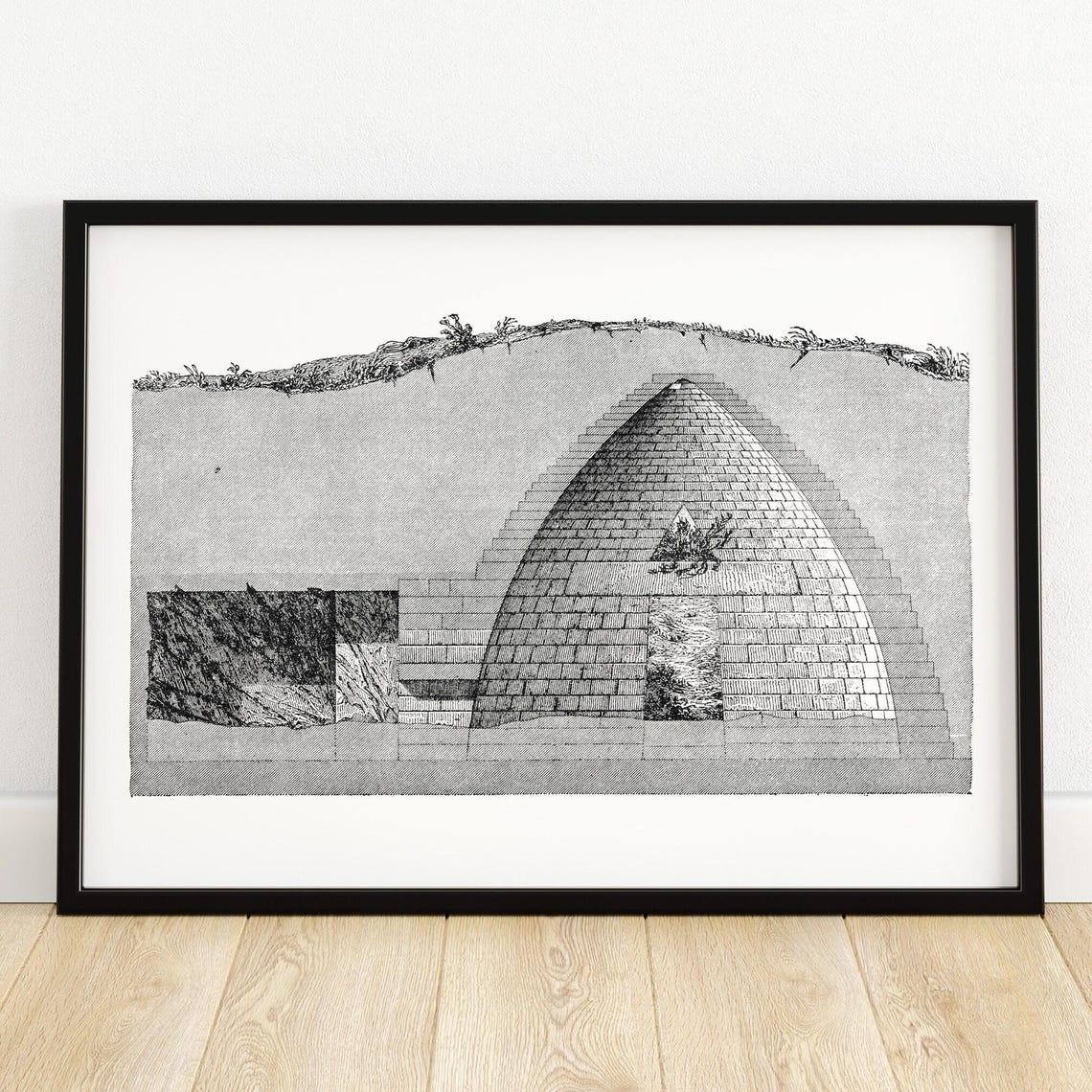 Ancient Beehive Stone Tomb Underground Engraving Architecture Poster
