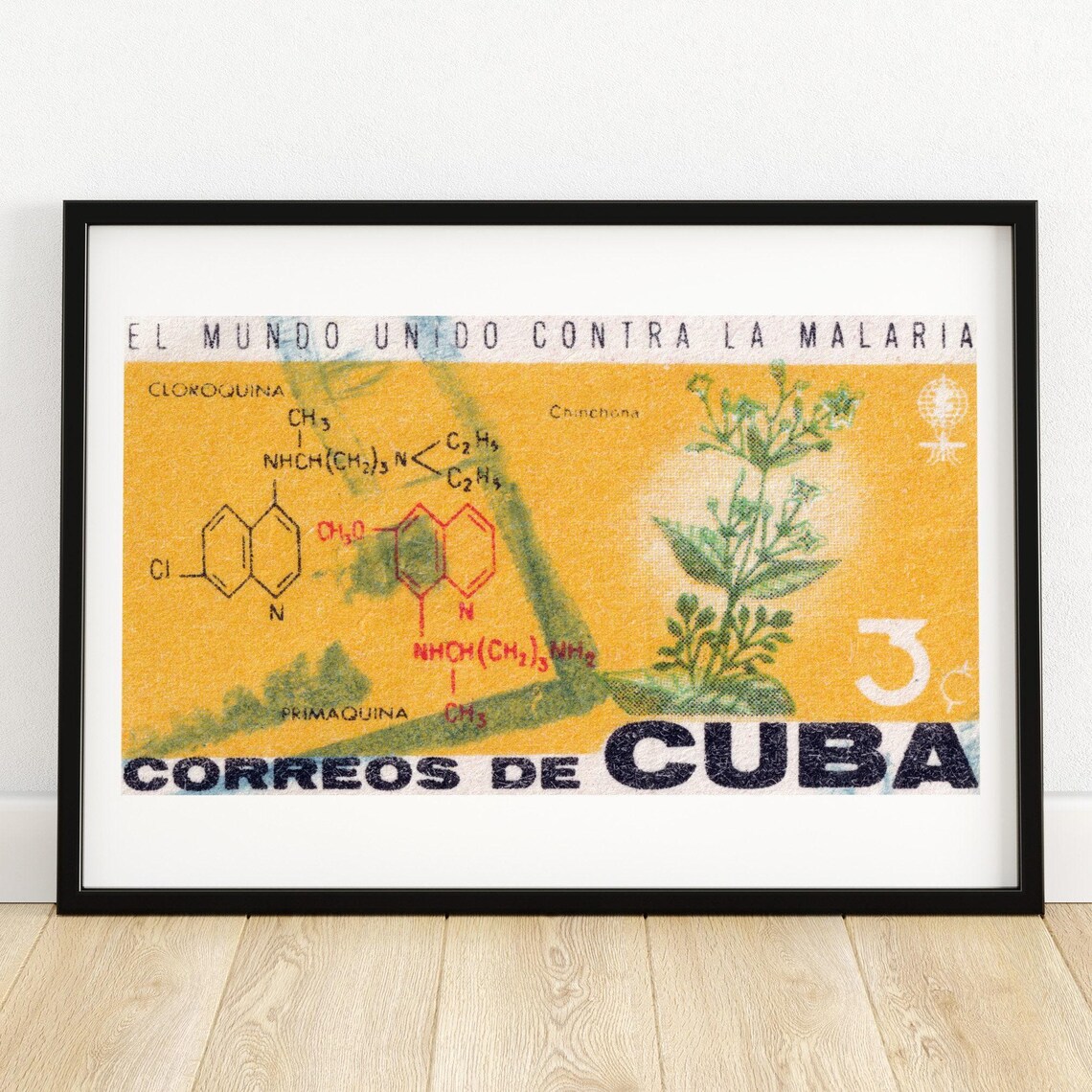Cuba Malaria Fight United World Correos Vintage Stamp Poster