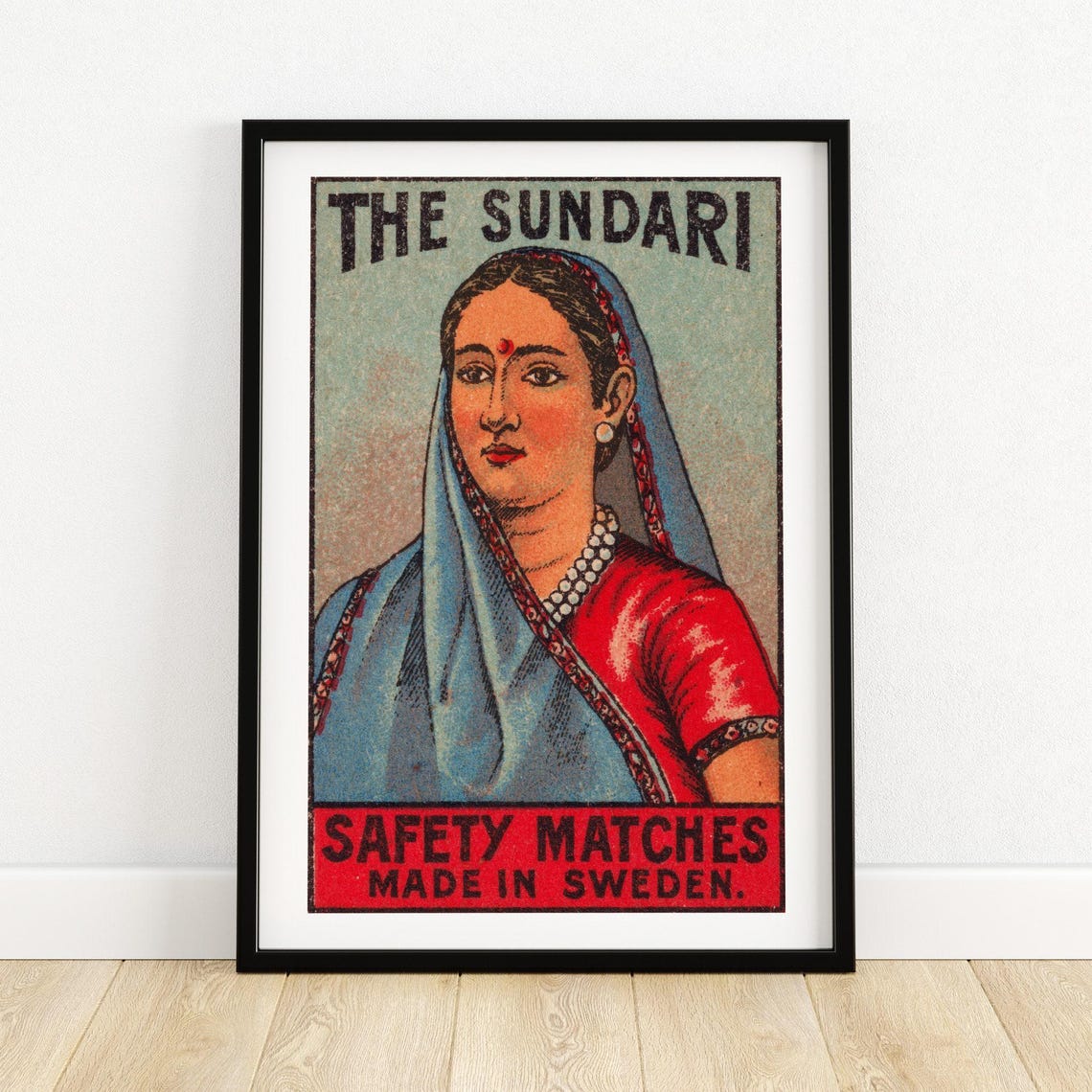 The Sundari Indian Beauty Vintage Swedish Matchbox Label Poster