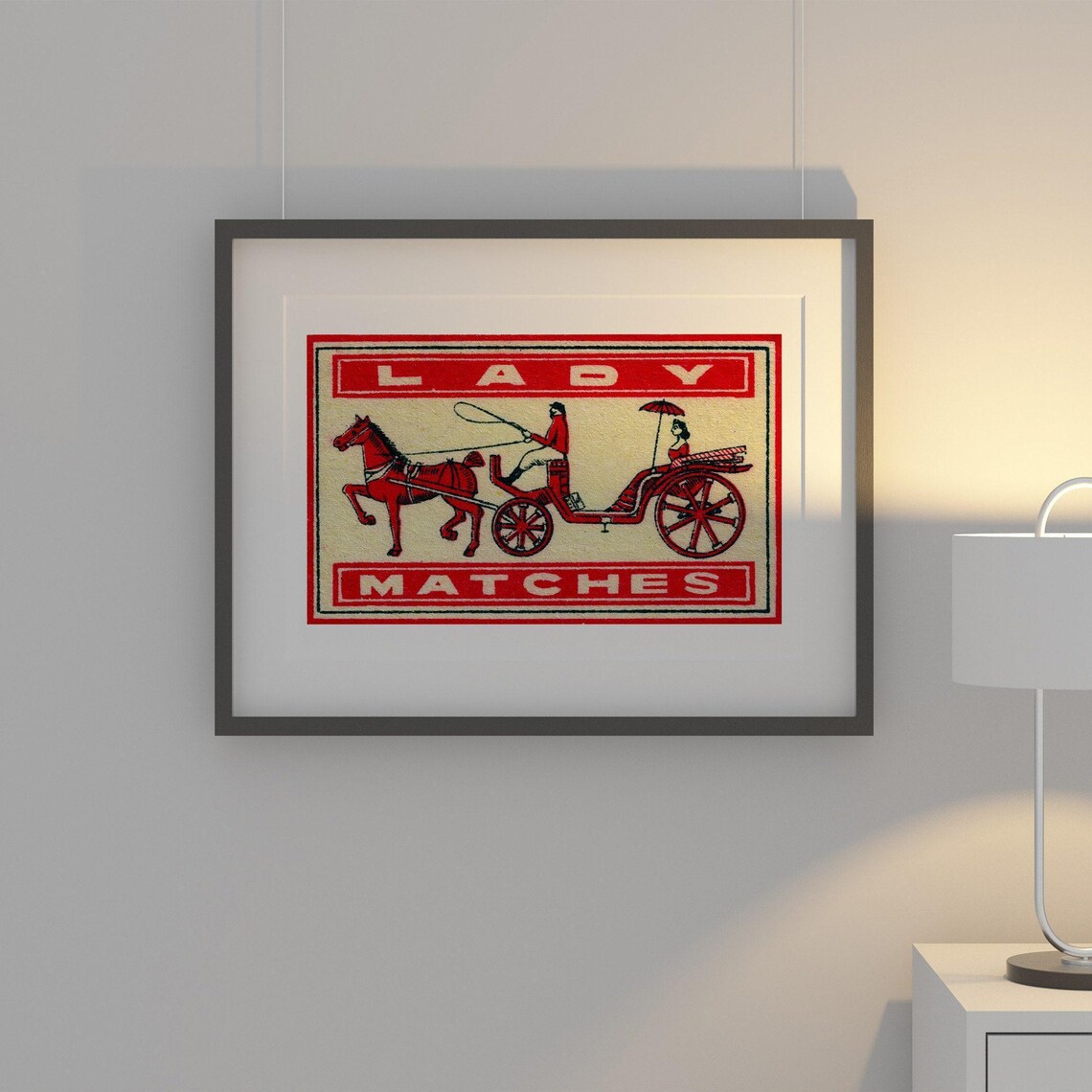 Horse And Carriage Matchbox Poster, Vintage Dutch Art - Image 2
