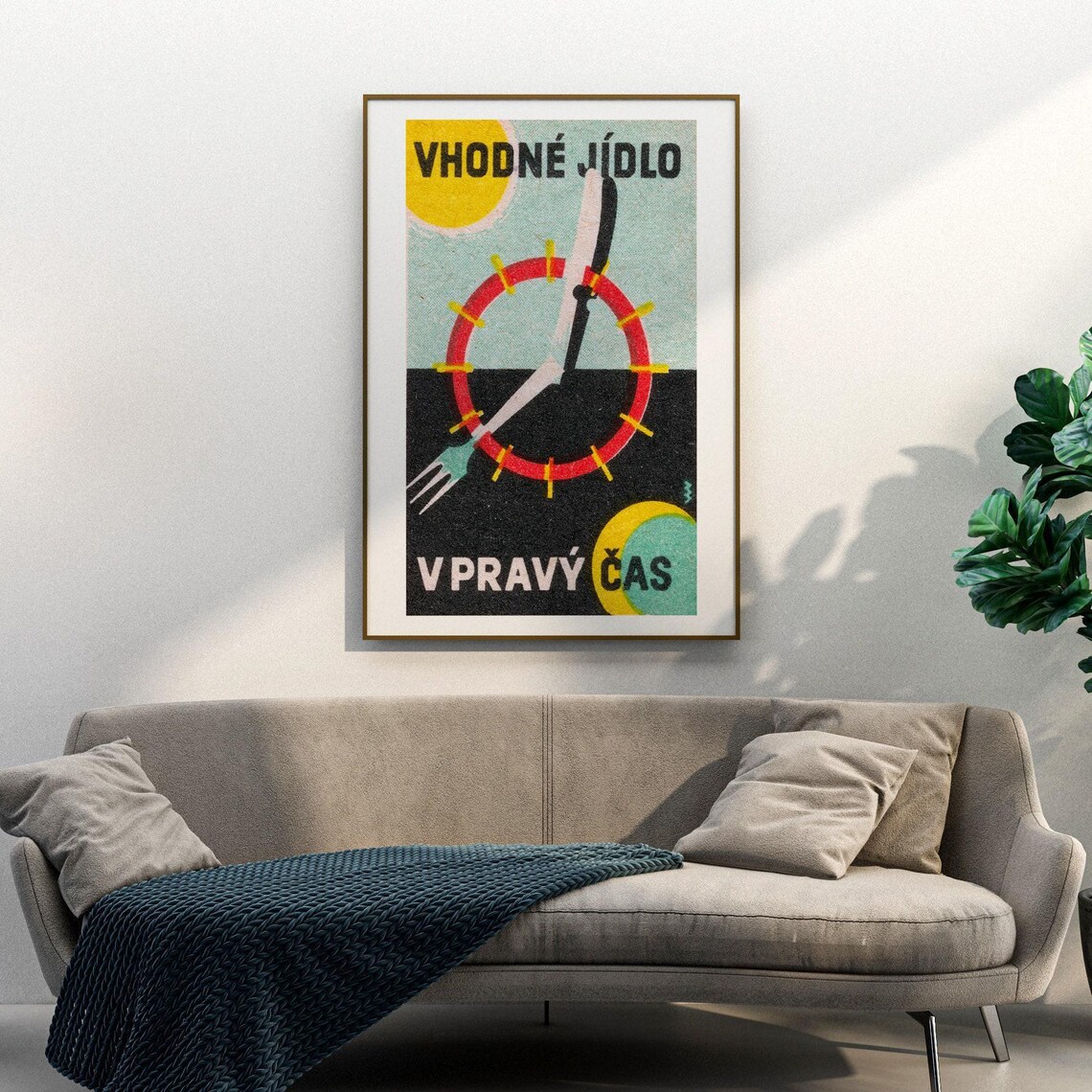 Time For Food Matchbox Vintage Czech Poster Print - Image 3