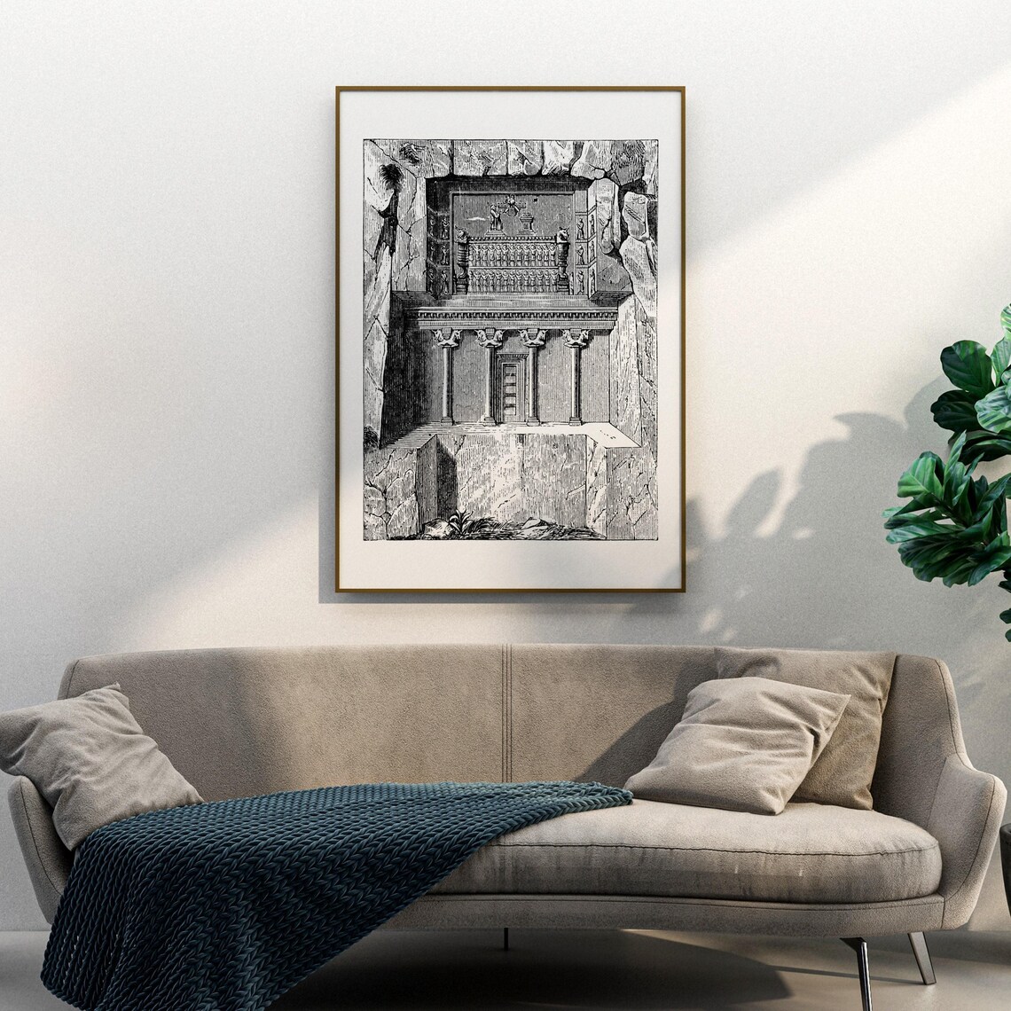 Rock Cut Tomb of Darius Ancient Persia Engraving History Poster - Image 3