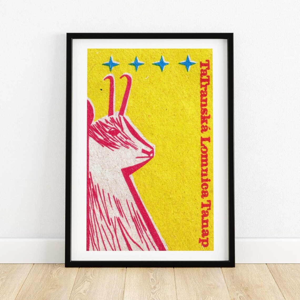 Tatranska Lomnica Chamois Vintage Slovak Matchbox Label Poster