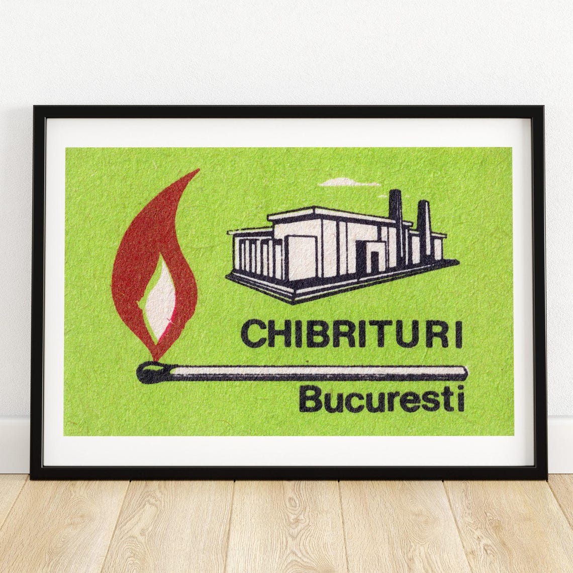 Chibrituri Bucuresti Vintage Romanian Match Factory Label Poster
