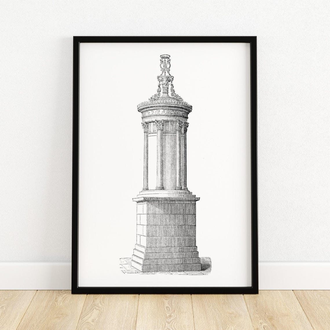 Monument Of Lysicrates Athens Classical Greek Column Engraving Poster