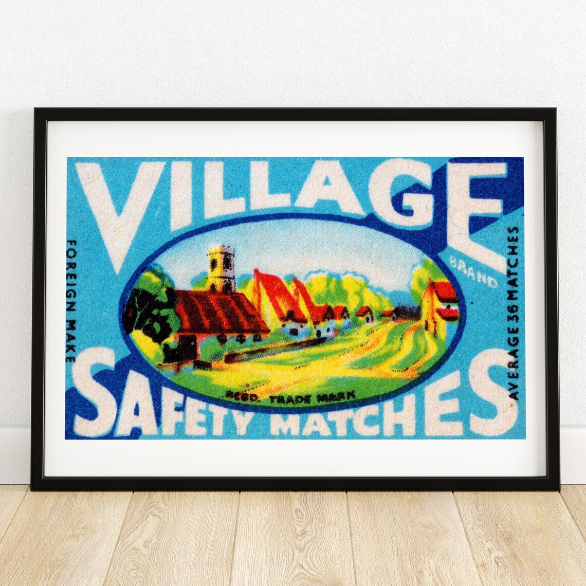 Village Safety Matches Brand Vintage English Countryside Label Poster