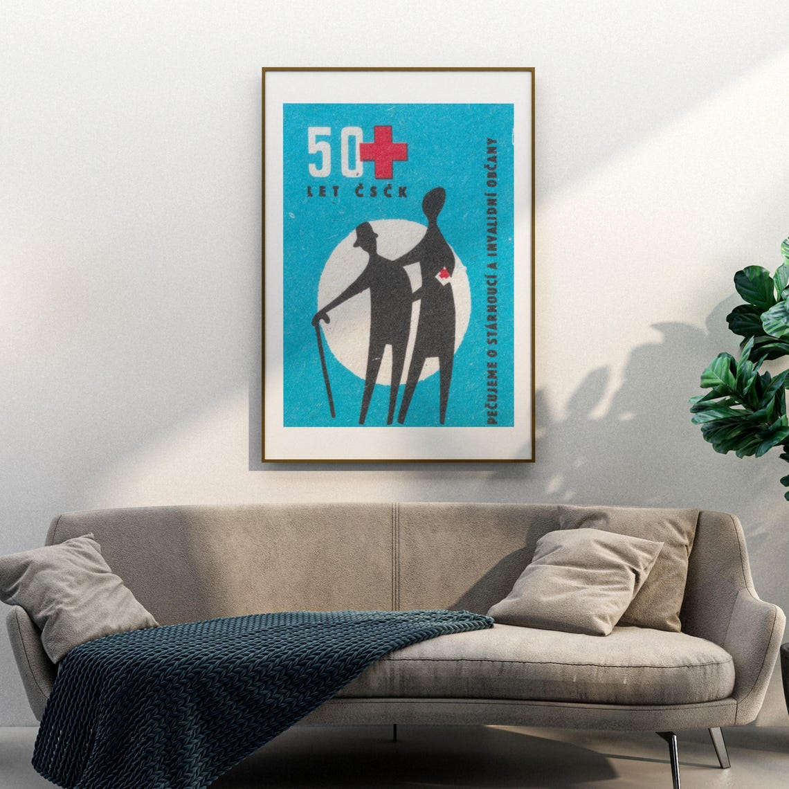 50 Let CSCK Czech Red Cross Elderly Care Matchbox Label Art Poster - Image 3