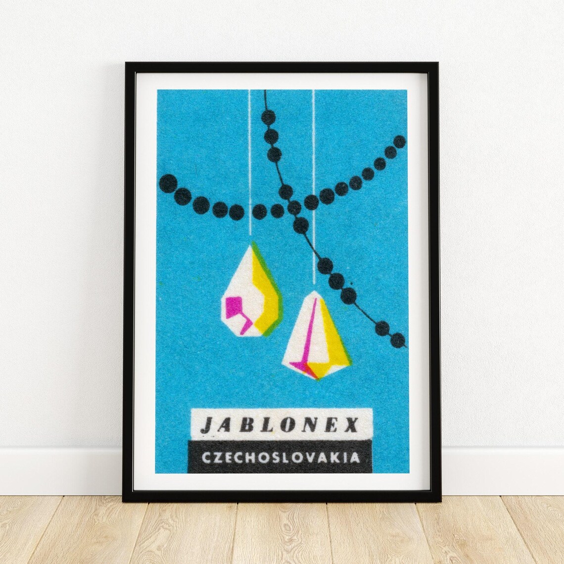 Jablonex Czechoslovakia Glass Beads Crystal Vintage Jewelry Label Poster