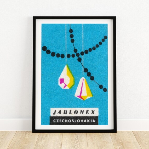Jablonex Czechoslovakia Glass Beads Crystal Vintage Jewelry Label Poster
