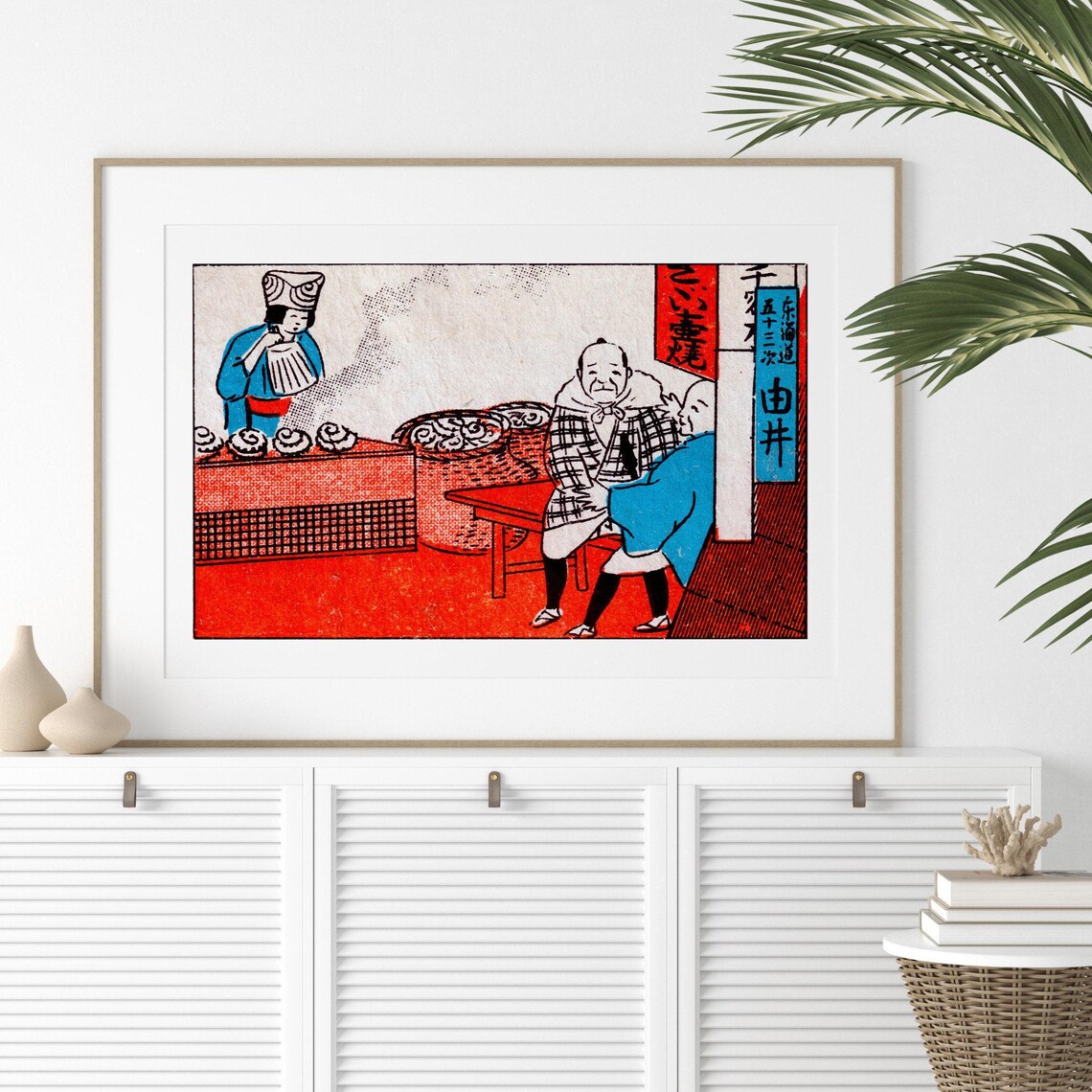 Japanese Matchbox Art Vintage Ukiyo-e Fish Market Stall Label Poster - Image 2