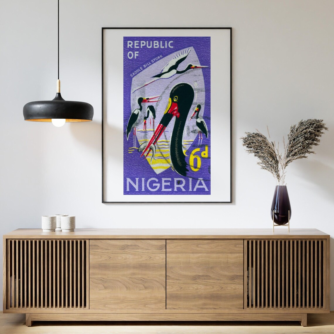 Saddle Bill Stork Nigeria Republic Postage Stamp Bird Art Poster - Image 4