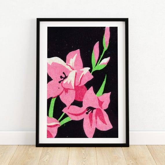 Pink Flower Matchbox Vintage Eastern Europe Art Print