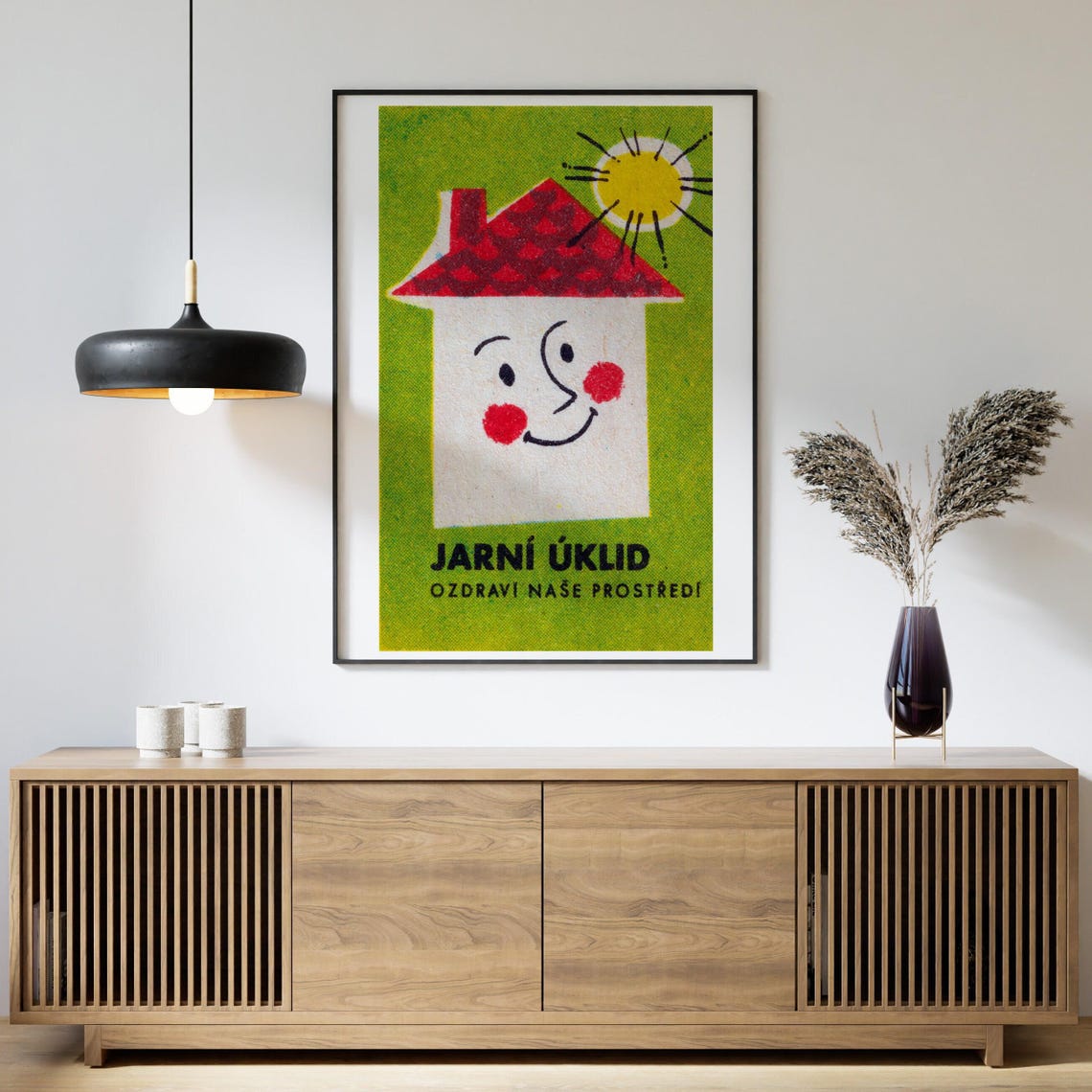 Jarni Uklid Happy House Vintage Czech Spring Cleaning Label Poster - Image 4
