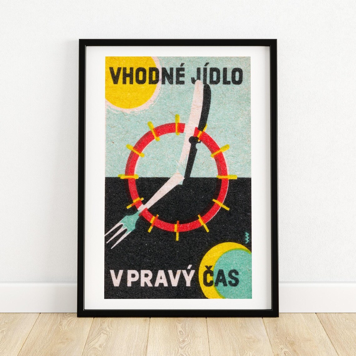 Time For Food Matchbox Vintage Czech Poster Print