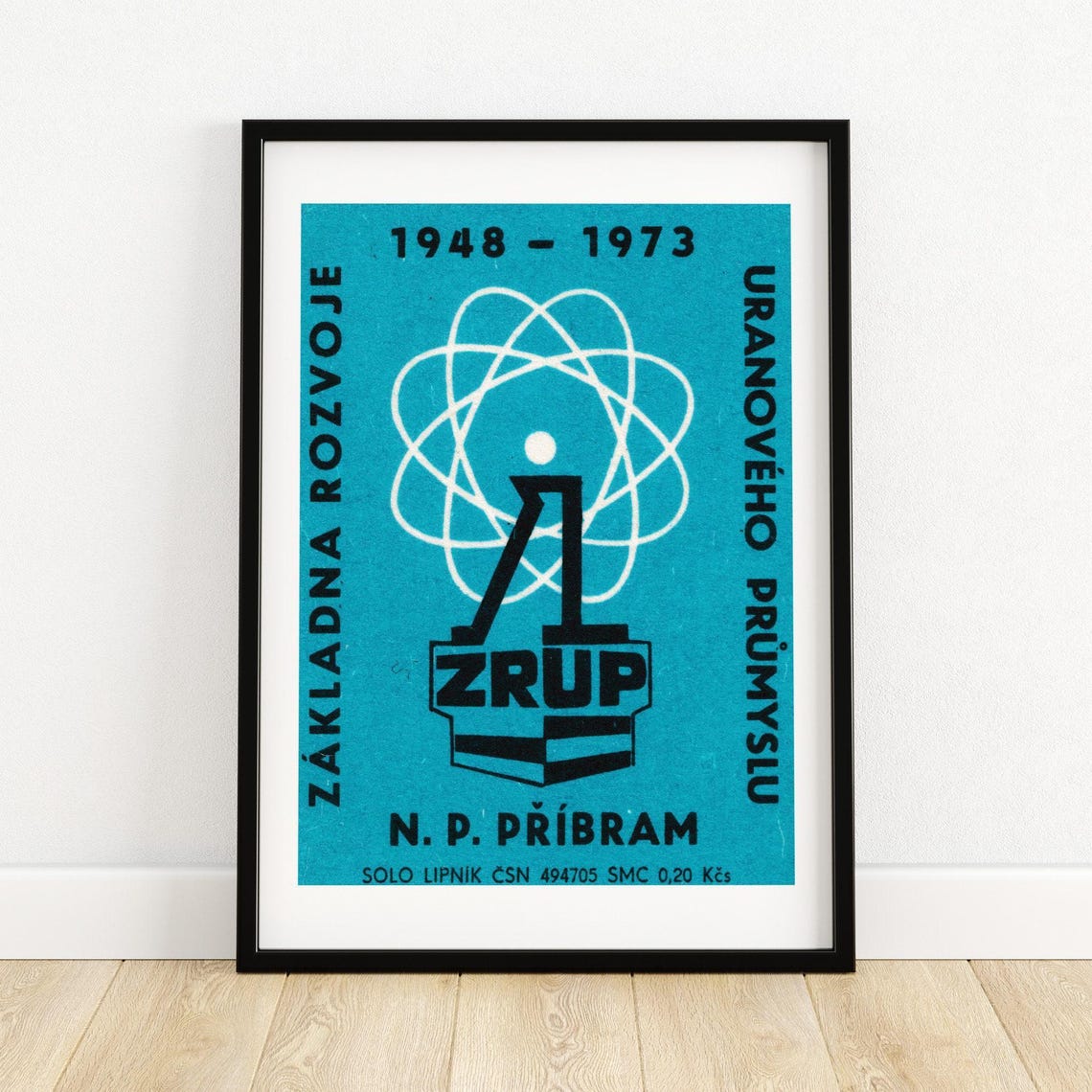 Uranium Industry 1948 1973 Vintage Czech Matchbox Label Art Poster