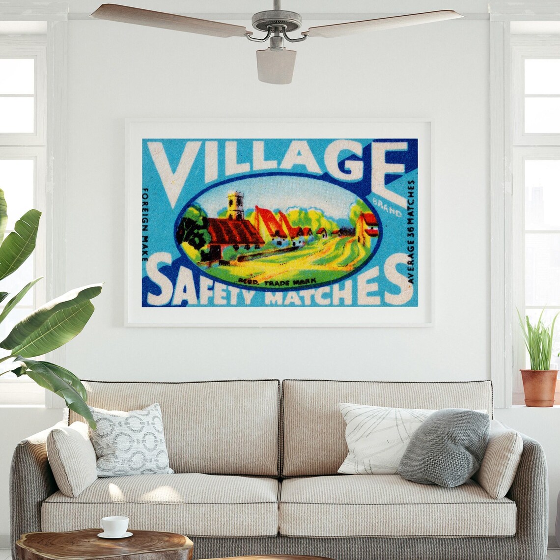 Village Safety Matches Brand Vintage English Countryside Label Poster - Image 3