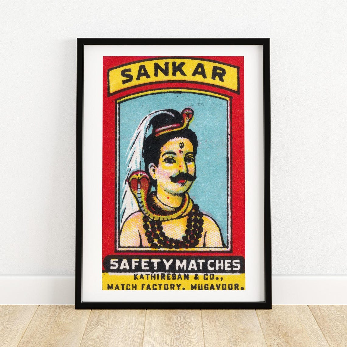 Sankar Safety Matches Indian Snake Charmer Vintage Label Art Print