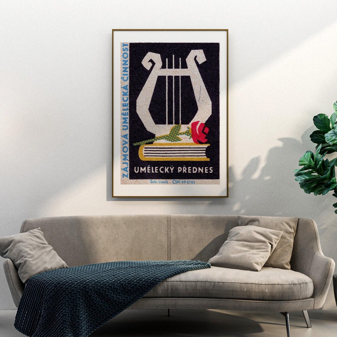 Zajmova Umelecka Cinnost Lyre Rose Czech Art Recital Matchbox Poster - Image 3