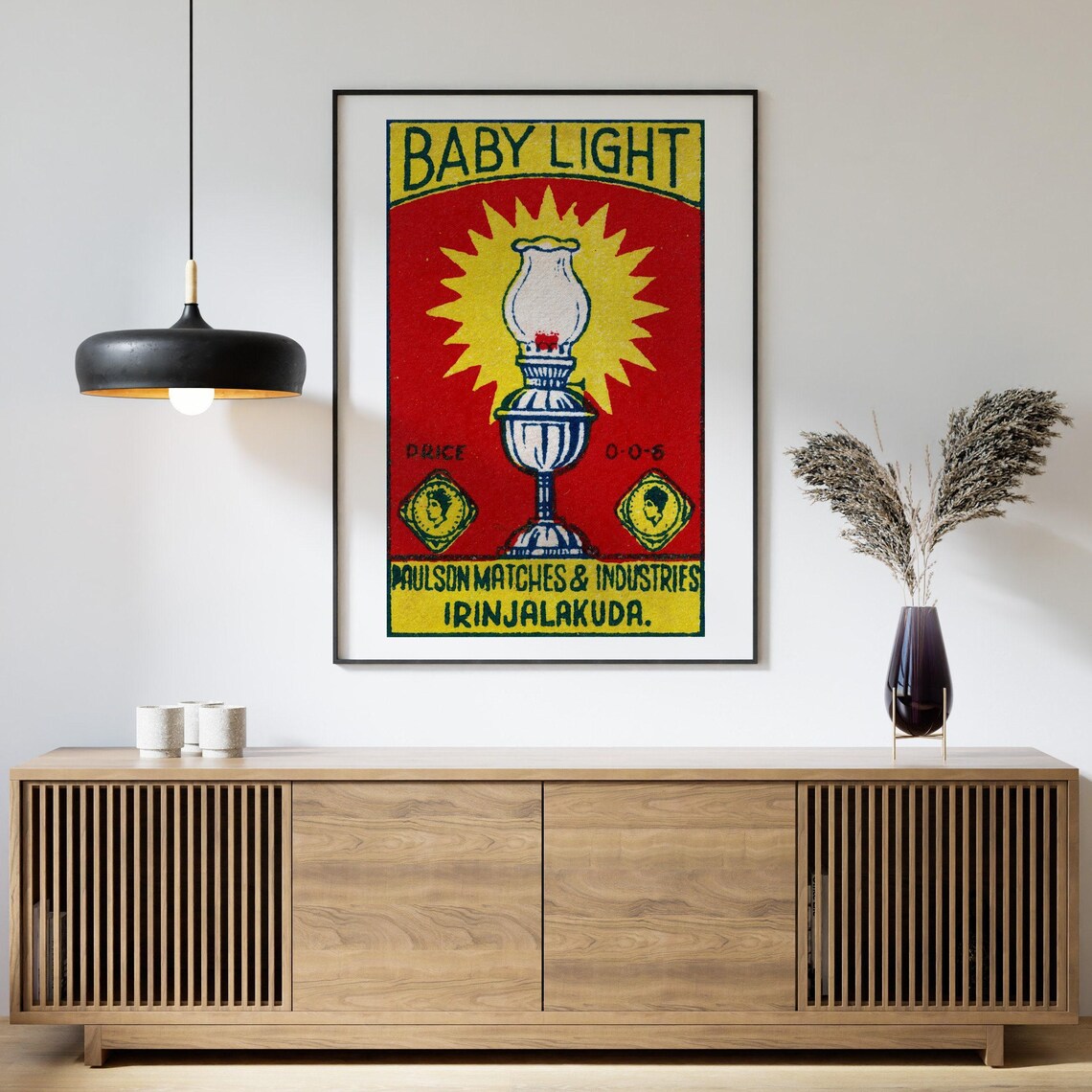 Baby Light Glowing Oil Lamp Vintage Indian Matchbox Label Poster - Image 4