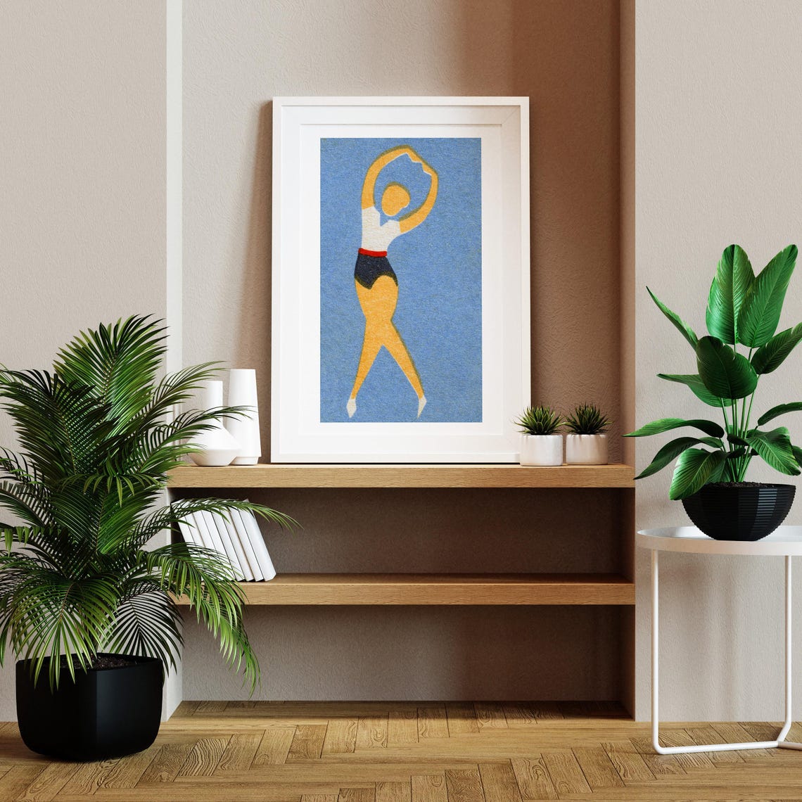 Abstract Dancer Gymnast Figure Blue Background Matchbox Label Poster - Image 2