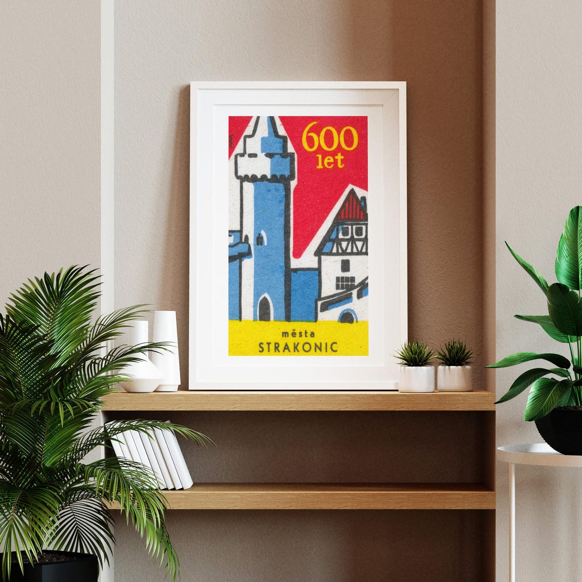 Strakonice 600 Years Town Anniversary Blue Tower Vintage Poster - Image 2